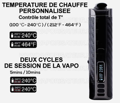 Contrôle de température de vapo Ace XMAX XVAPE - tous les paliers de chauffe