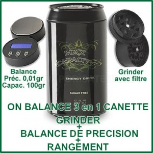 On Balance canette 3 en 1 - grinder-balance-boite à herbes