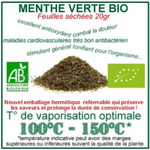 Menthe Verte (Menthe Nannah) Bio feuilles séchées 20gr