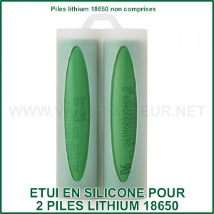 Étui en silicone double pour 2 piles lithium 18650