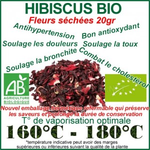 Hibiscus Bio fleurs séchées à vaporiser, Hibiscus Sabdariffa bio