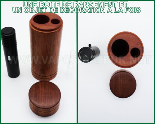 Vue latérale et d'en haut d'étui en bois noble pour vapo pen Arizer Air du fabricant français Wood4Vape