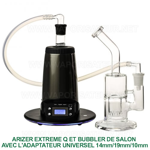 Arizer Extreme Q avec un bong de salon La connexion entre le vaporisateur Arizer Extreme Q et un bong