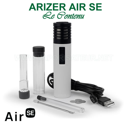 Le contenu total du pack Arizer Air SE présenté en détail - le vaporisateur et tous les accessoires