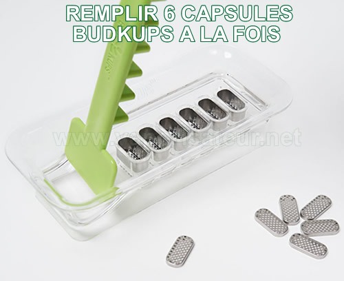 Set d'aide au remplissage de 6 capsules doseuses d'herbe BudKups pour Pax 2 ou 3