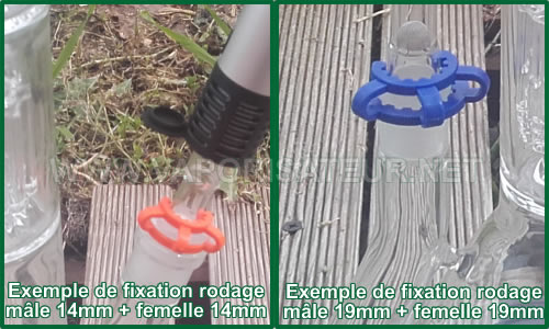 Fixation des rodages mâle et femelle connectique water pipe ClipsFix