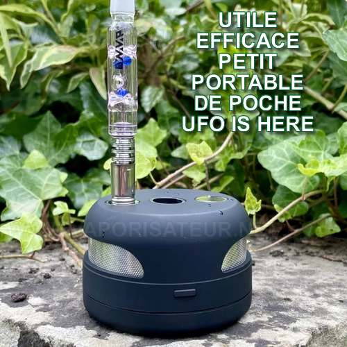 Chauffage électrique portable UFO pour vaporisateur DynaVap en présentation avec un vaporisateur VapCap DynaVap