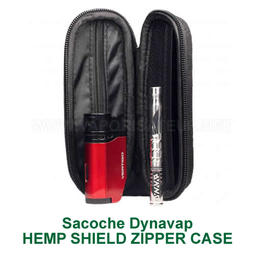 Exemple de produits et accessoires vaporisateur à transporter dans la sacoche Dynavap Hemp Shield Zipper Case