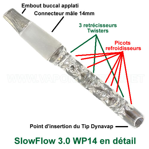 Toutes les parties du stem en verre refroidisseur SlowFlow 3.0 WP14 en détail