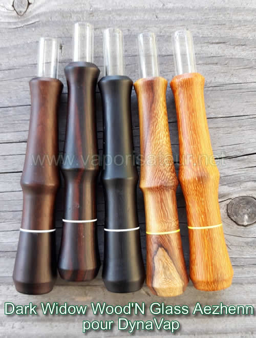 Wood'N Glass Aezheen DynaVap VapCap embouts en bois noble avec tube interne en verre en version Dark Widow