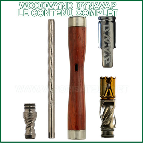 Le contenu complet du vaporisateur Dynavap WoodWynd - tous les éléments compris dans le pack de départ