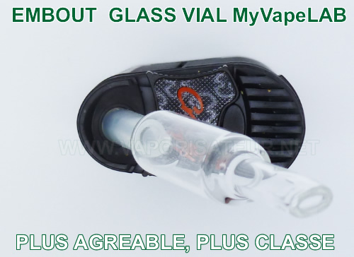 La vue d'en haut d'embout en verre Glass Vial MyVapeLAB en place dans le vaporisateur portable Crafty