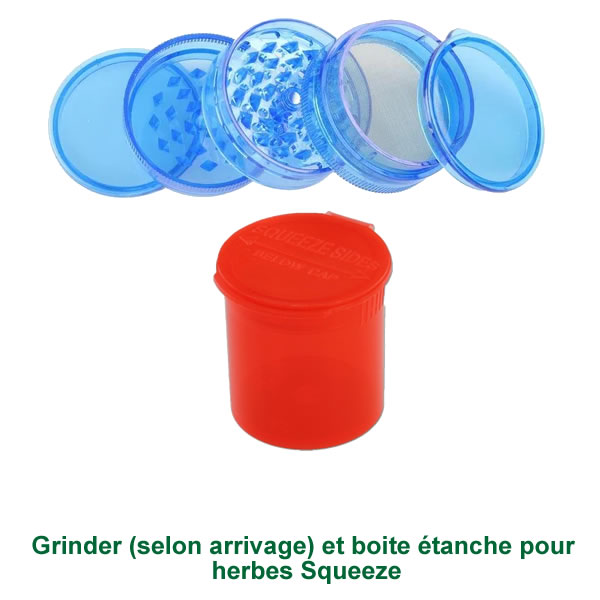 Grinder et boite étanche pour herbes en cadeau lors d'achat vaporisateur