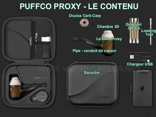 Le contenu complet du pack vaporisateur Puffco Proxy Kit - tous les accessoires avec vaporisateur