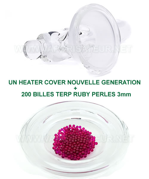 Kit Ball Heater Silver Sufer - la vue de la partie en verre Heater Cover et des billes terp perles en ruby 