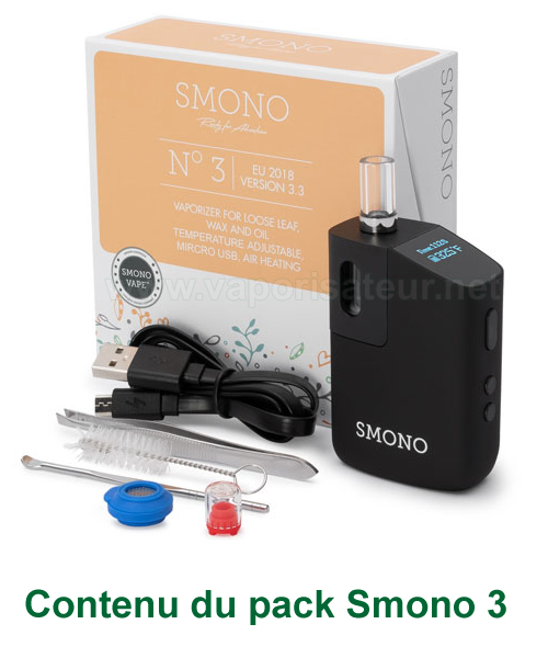 Le contenu complet du pack vaporizer portatif Smono 3