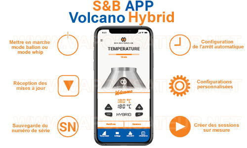 L'application smartphone app S&B Volcano Hybrid - présentation des fonctionnalités et des possibilités de configuration