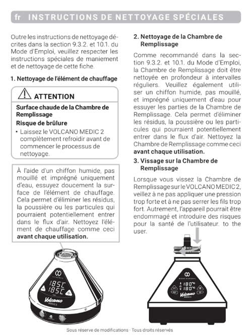 Instructions de nettoyage et d'entretien du vaporisateur Volcano HYBRID